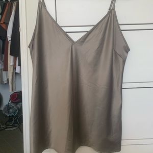 Silver satin thin strap top from Zara